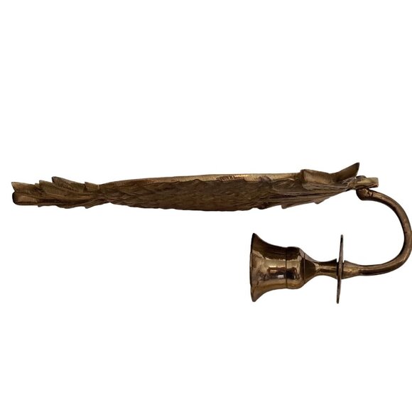 Vintage Brass Pineapple Wall Sconces Candle Holders Mid Century Modern MCM  FLAW - Picture 2 of 13